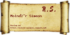 Molnár Simeon névjegykártya